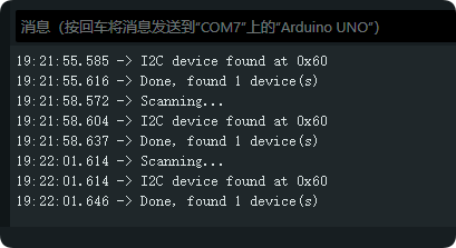 MCP4725 I2C 扫描到 0x60 截图